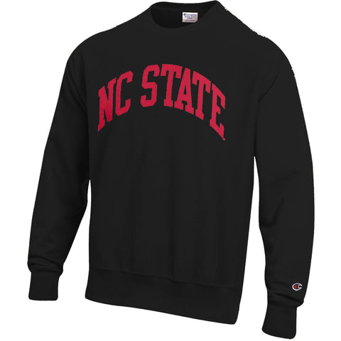 NC State Wolfpack Champion Arch NC State Black Crewneck Sweatshirt