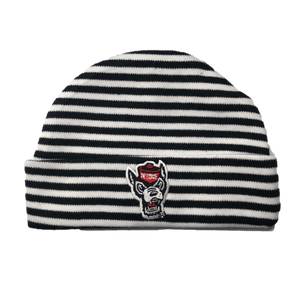 NC State Wolfpack Creative Black and White Striped Wolfhead Newborn Knit Hat