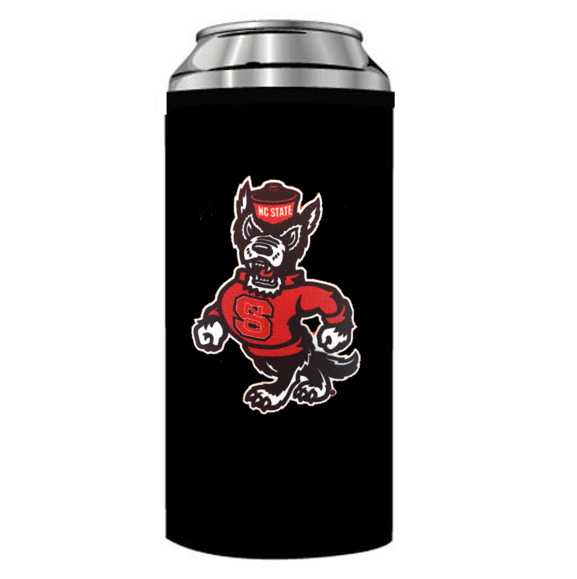 NC State Wolfpack Black Strutting Wolf Skinny Can Koozie