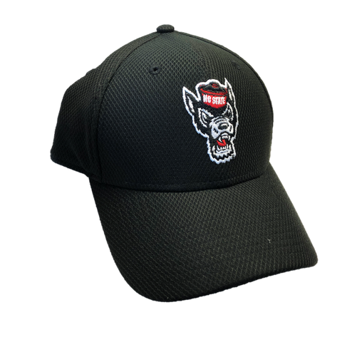 NC State Wolfpack New Era 39Thirty Black Wolfhead Mesh Fitted Hat