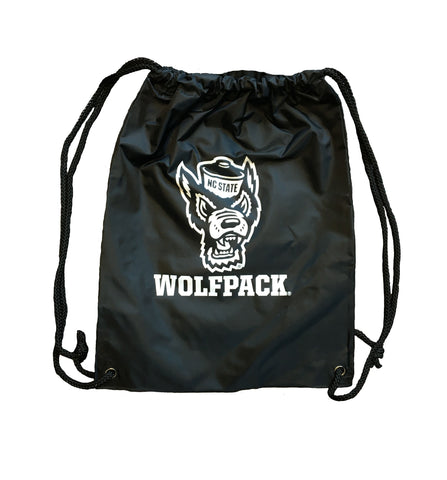 NC State Wolfpack Black Heavy Duty Drawstring Backpack