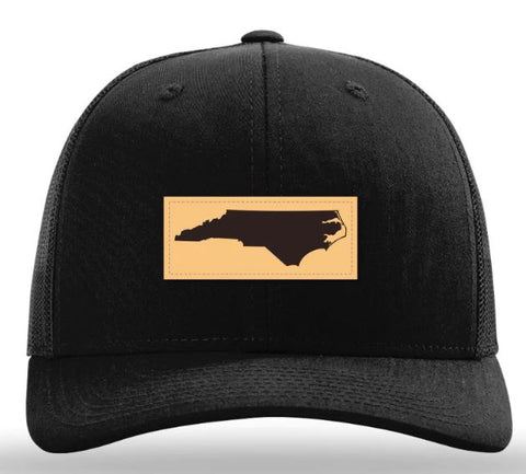 Black North Carolina Rectangle Outline Adjustable Mesh Hat