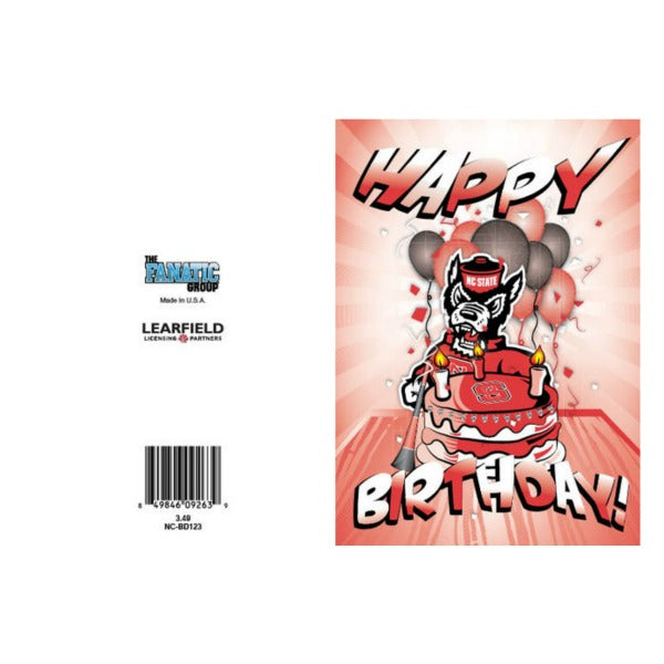 NC State Wolfpack Happy Birthday Cake Strutting Wolf Card