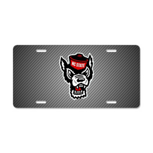NC State Wolfpack Carbon Fiber Wolfhead License Plate