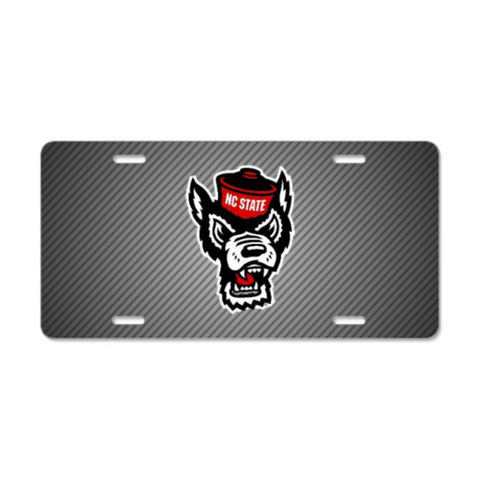 NC State Wolfpack Carbon Fiber Wolfhead License Plate