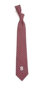 NC State Wolfpack Red and Black Gingham Tie
