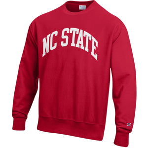 NC State Wolfpack Champion Red Embroidered Reverse Weave Arch Crewneck Sweatshirt