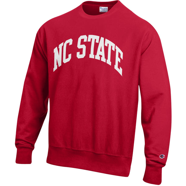 NC State Wolfpack Champion Red Embroidered Reverse Weave Arch Crewneck Sweatshirt