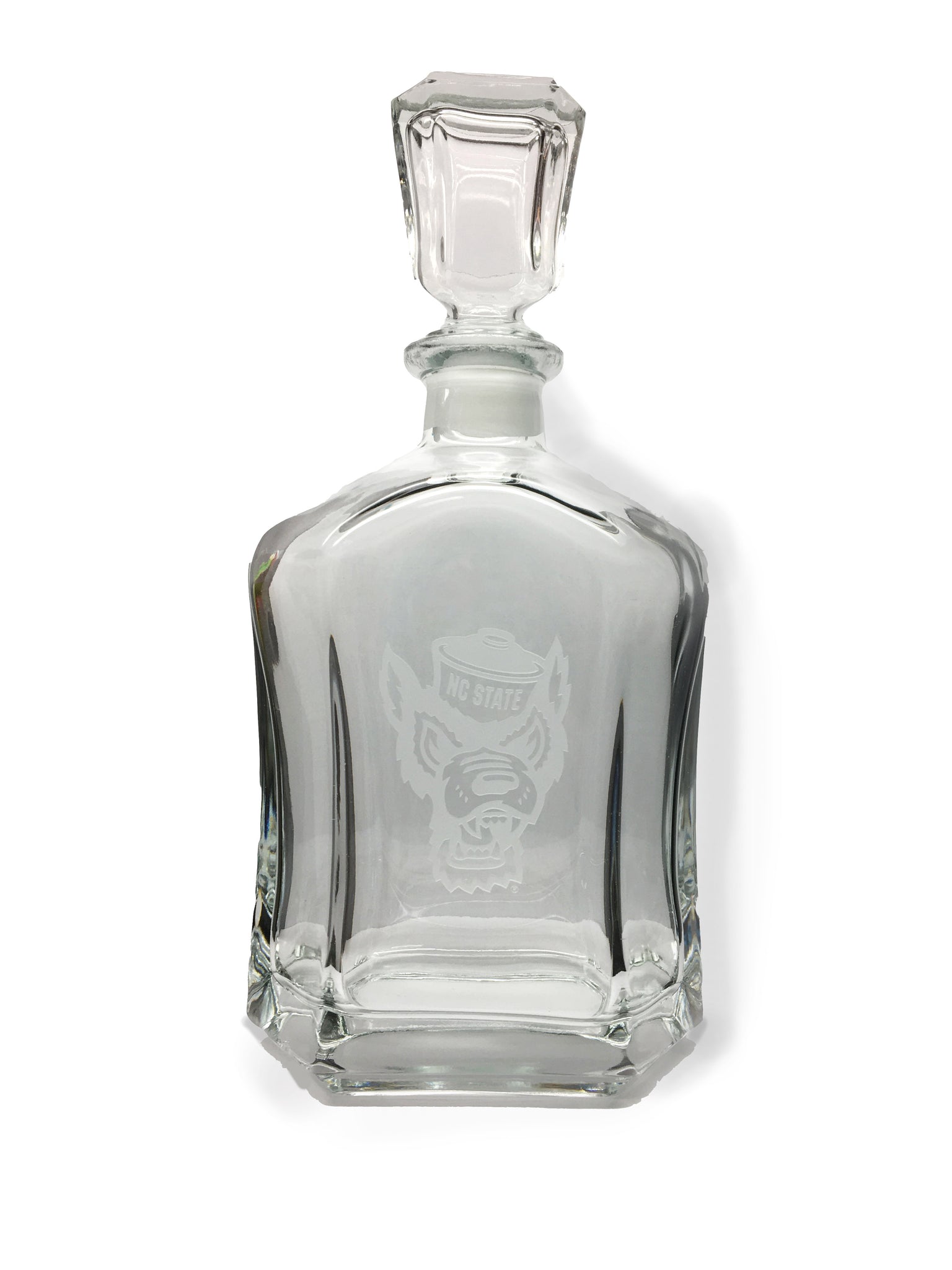 NC State Wolfpack Etched Wolfhead Whiskey Decanter – Red and White