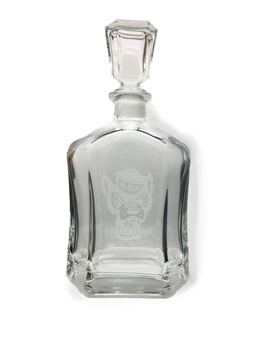 NC State Wolfpack Etched Wolfhead Whiskey Decanter