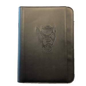 NC State Wolfpack Black 10.25x13.5 Zipper Student Wolfhead Padfolder
