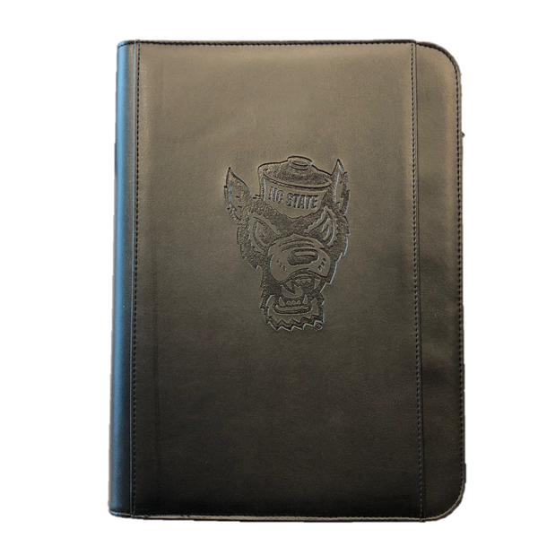 NC State Wolfpack Black 10.25x13.5 Zipper Student Wolfhead Padfolder