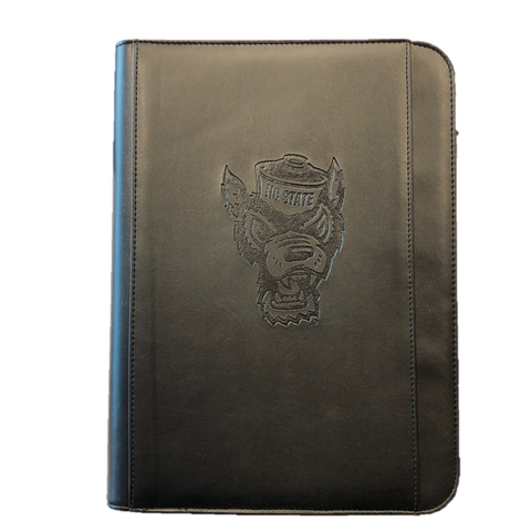 NC State Wolfpack Black 10.25x13.5 Zipper Student Wolfhead Padfolder