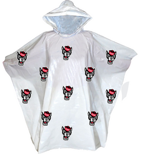 NC State Wolfpack White All Over Wolfhead Rain Poncho