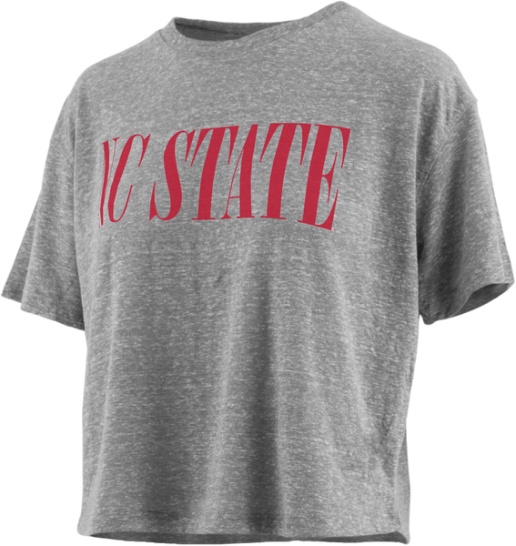 NC State Wolfpack Women's Heather Grey Showtime Crop Top