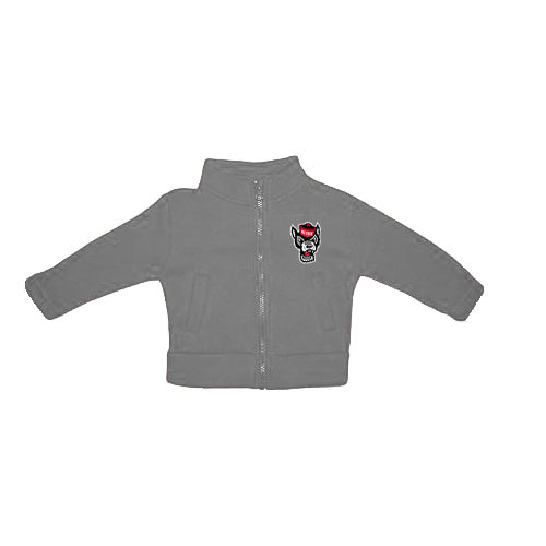 NC State Wolfpack Youth Heather Grey Wolfhead Polar Fleece Jacket