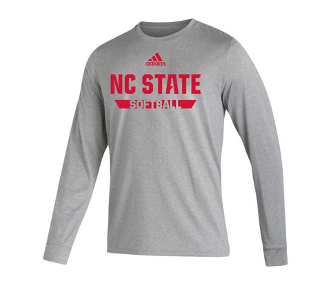 NC State Wolfpack adidas Heather Grey Softball Creator L/S T-Shirt