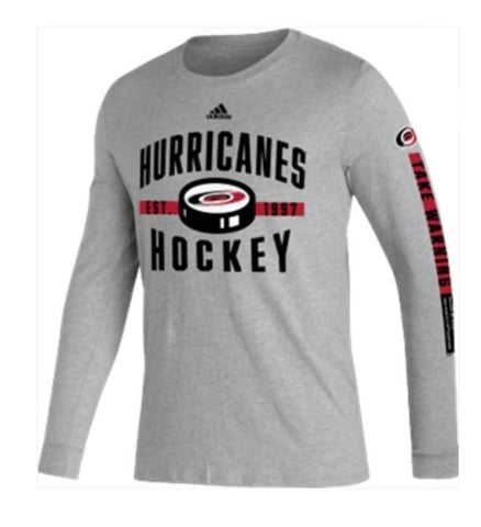 Carolina Hurricanes Grey Puck Established 1997 Long Sleeve T-Shirt