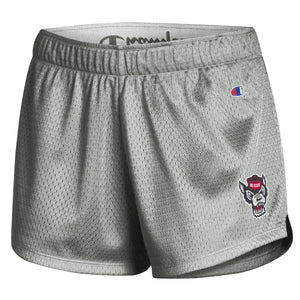 NC State Wolfpack Champion Women's Active Grey Wolfhead Mesh Shorts