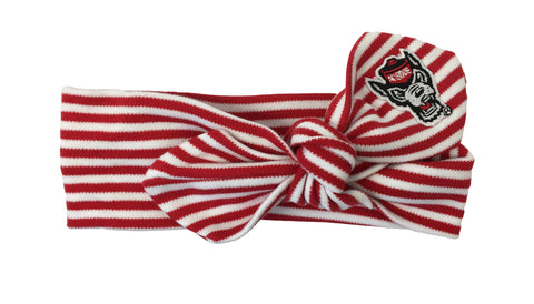 NC State Wolfpack Red and White Striped Wolfhead Hair Knot