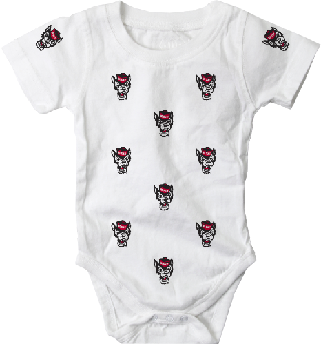 NC State Wolfpack White All Over Wolfhead Onesie