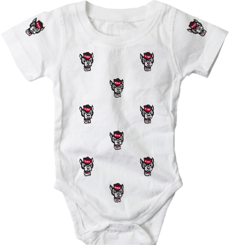 NC State Wolfpack White All Over Wolfhead Onesie