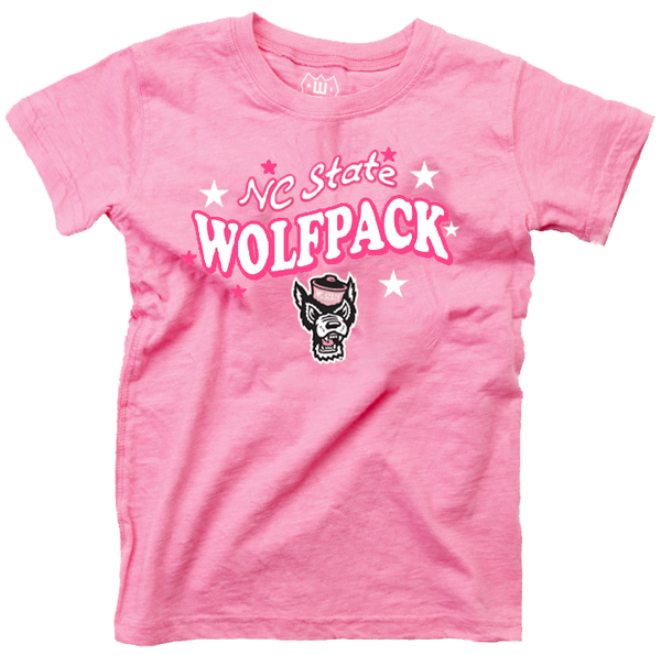 NC State Wolfpack Wes and Willy Youth Pink Passion Wolfhead Slub T-Shirt
