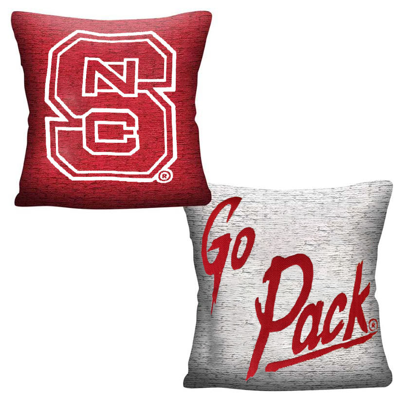 NC State Wolfpack Red and White Double Sided Block S/Go Pack 20" Jacquard Pillow