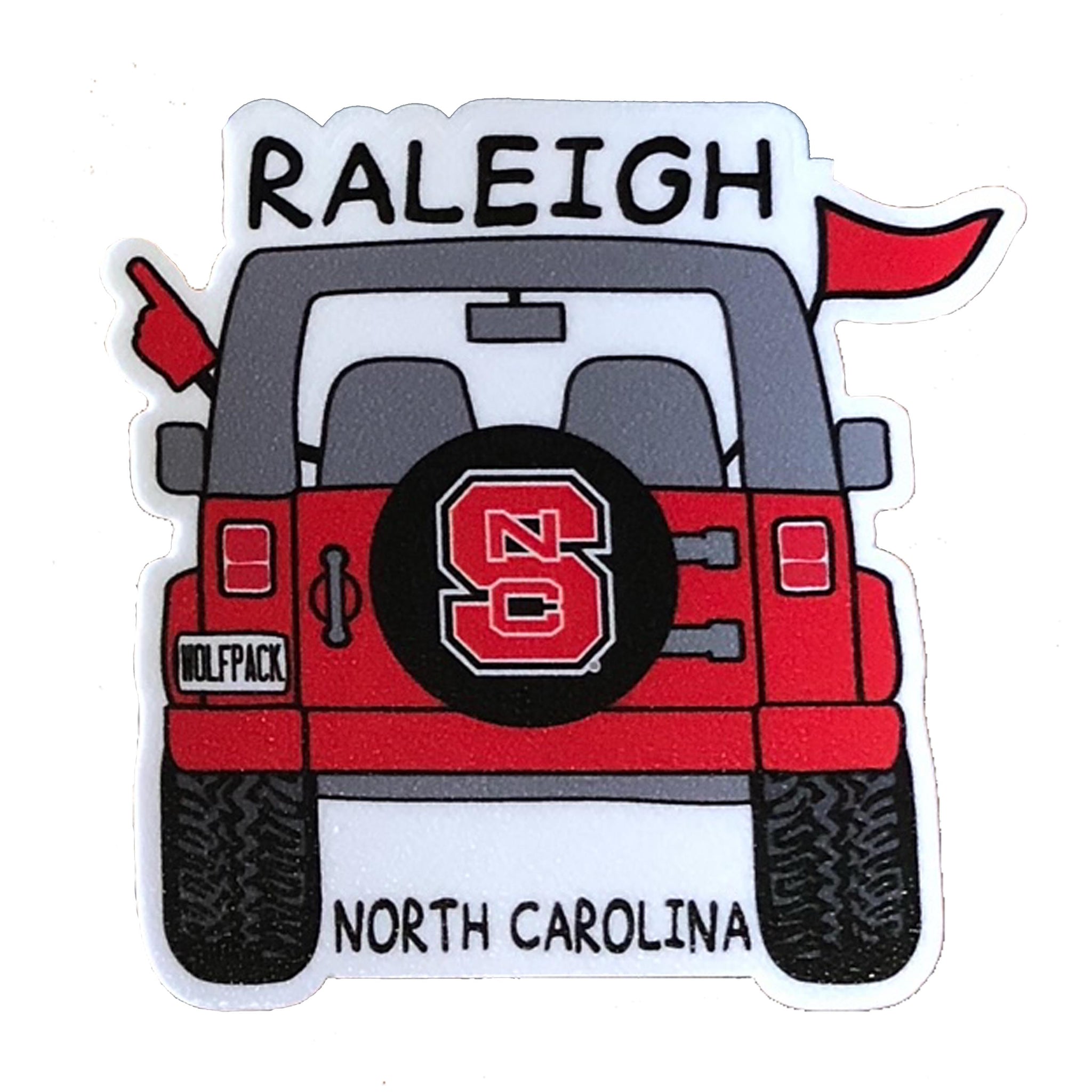 NC State Wolfpack 3" NC State Cartoon Jeep Rugged Sticker