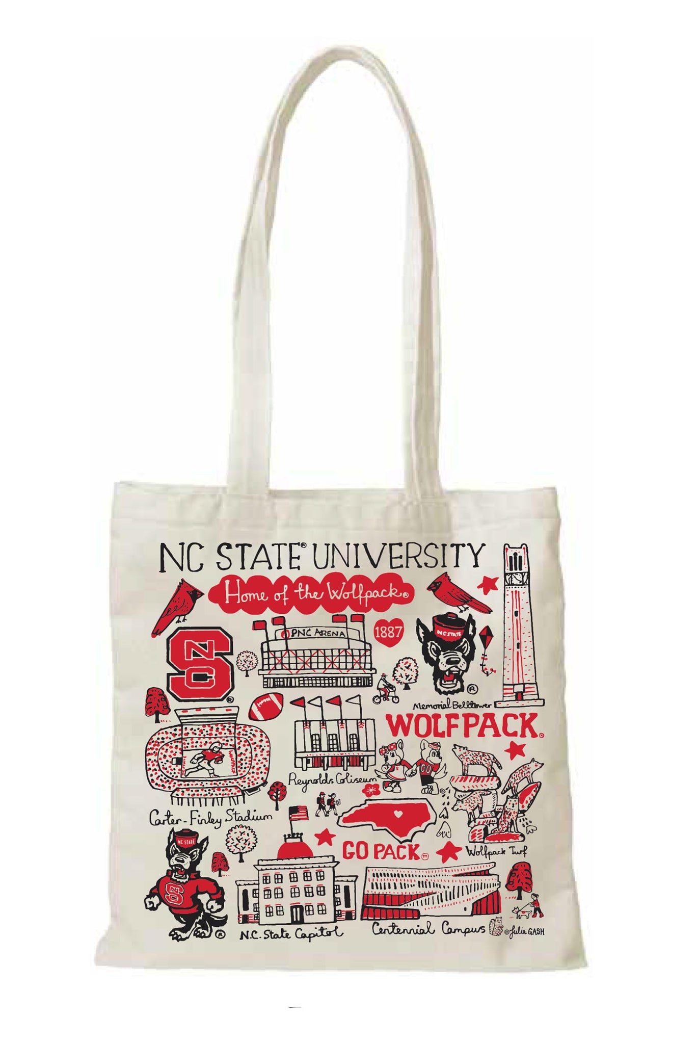 NC State Wolfpack Julia Gash Landmarks Slim Canvas Tote