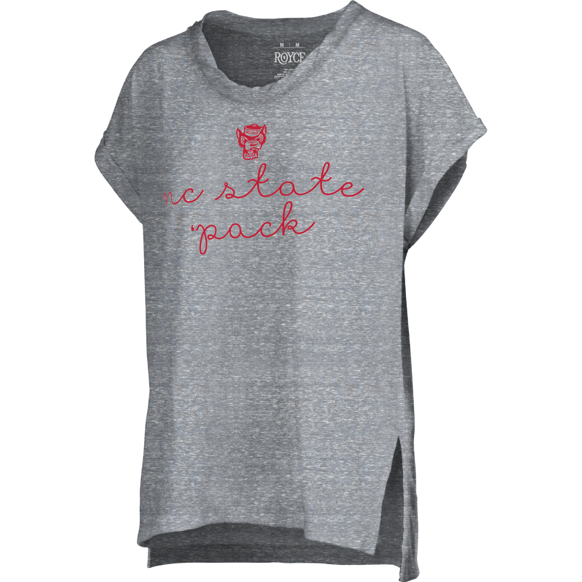 NC State Wolfpack Women's Heather Grey Ryland Script Boyfriend T-Shirt