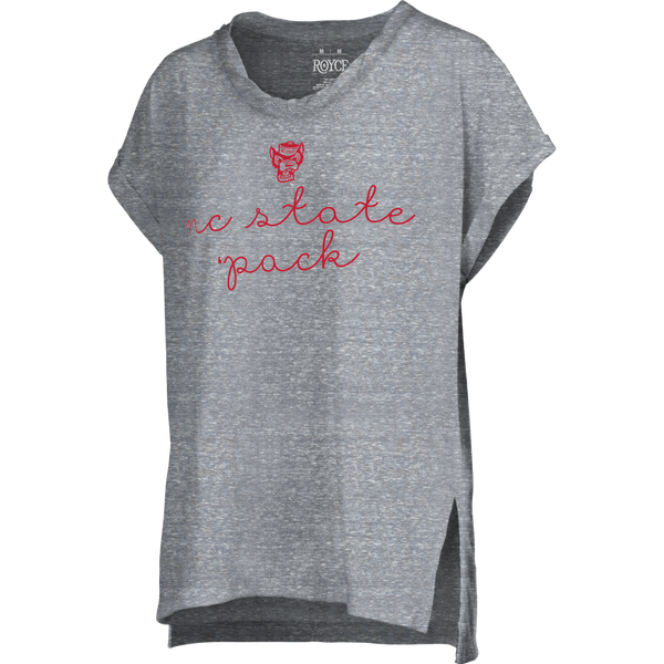 NC State Wolfpack Women's Heather Grey Ryland Script Boyfriend T-Shirt