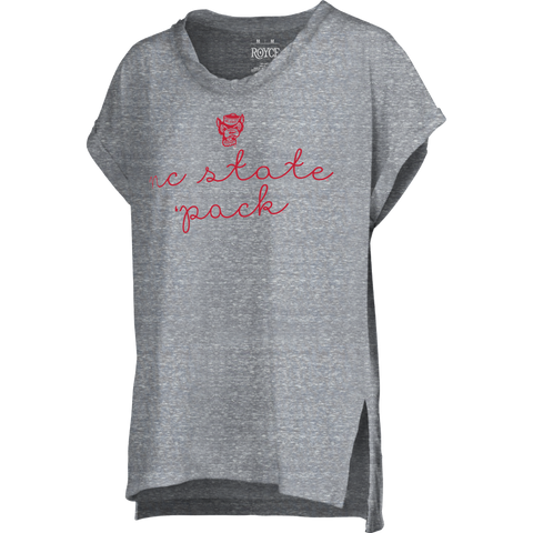 NC State Wolfpack Women's Heather Grey Ryland Script Boyfriend T-Shirt