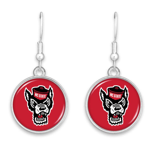 NC State Wolfpack Red Wolfhead Leah Earrings