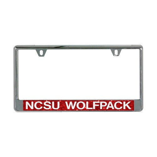 NC State Wolfpack Red Glitter NCSU Metal License Plate Frame