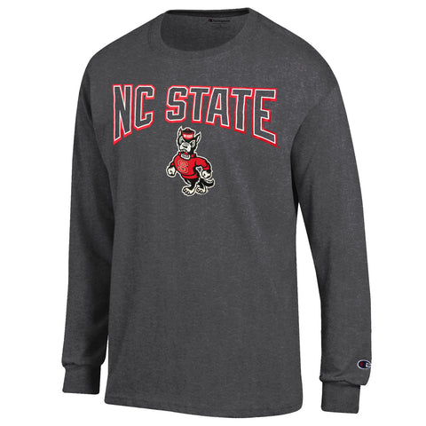 NC State Wolfpack Champion Granite Heather Strutting Wolf Long Sleeve T-Shirt