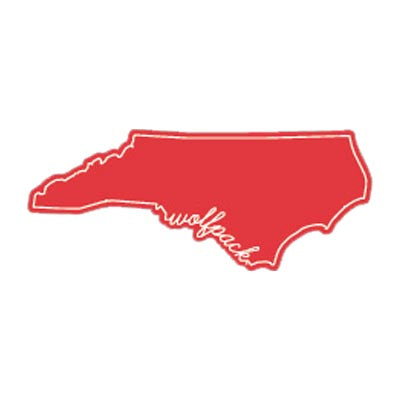 NC State Wolfpack State Outline Script Rugged Sticker