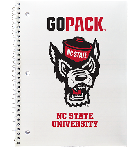 NC State Wolfpack White Go Pack Wolfhead Spiral Notebook