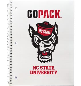 NC State Wolfpack White Go Pack Wolfhead Spiral Notebook