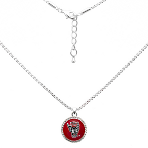 NC State Wolfpack Red Wolfhead Circle Necklace