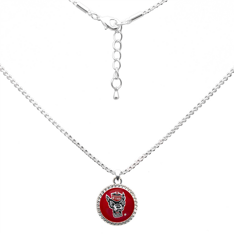 NC State Wolfpack Red Wolfhead Circle Necklace
