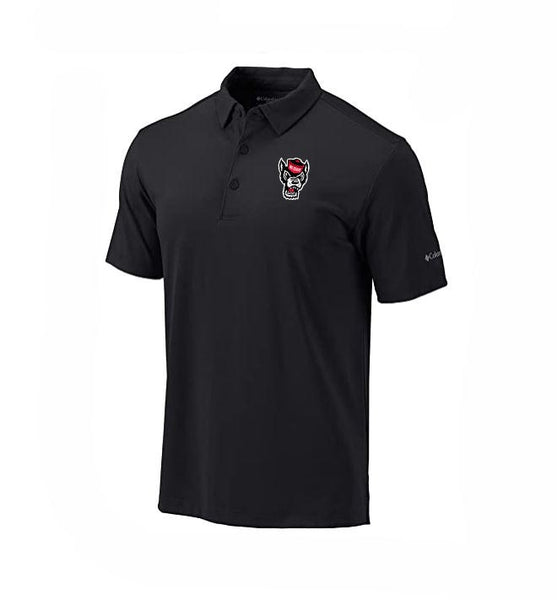 NC State Wolfpack Columbia Black Wolfhead Omni-Wick Drive Polo