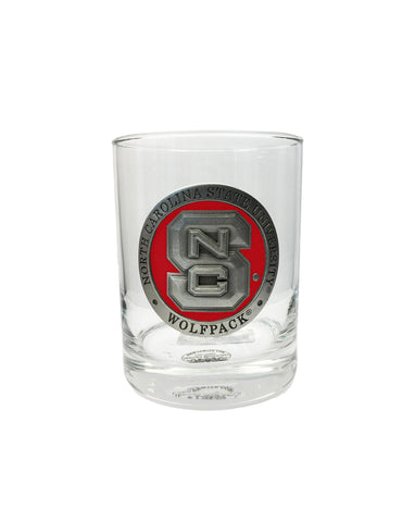 NC State Wolfpack Heritage Pewter Capitol Red Old Fashion Glass