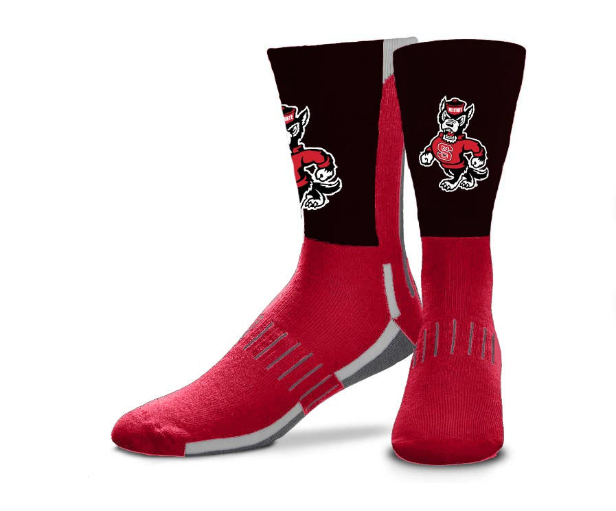 NC State Wolfpack FBF Strutting Wolf Phenom Curve Socks