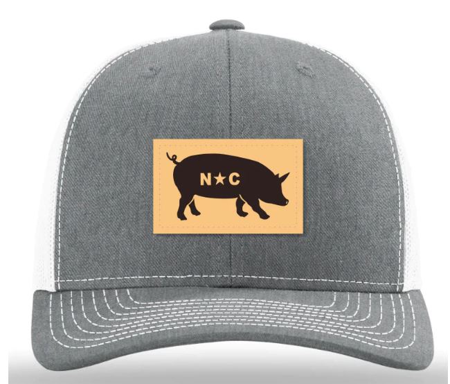 Heather Grey and White North Carolina Pig Adjustable Mesh Hat