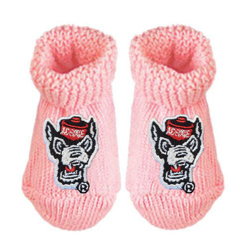 NC State Wolfpack Wolfhead Baby Booties With Gift Box