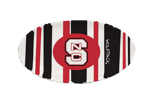 NC State Wolfpack 12" Block S Oval Striped Melamine Platter