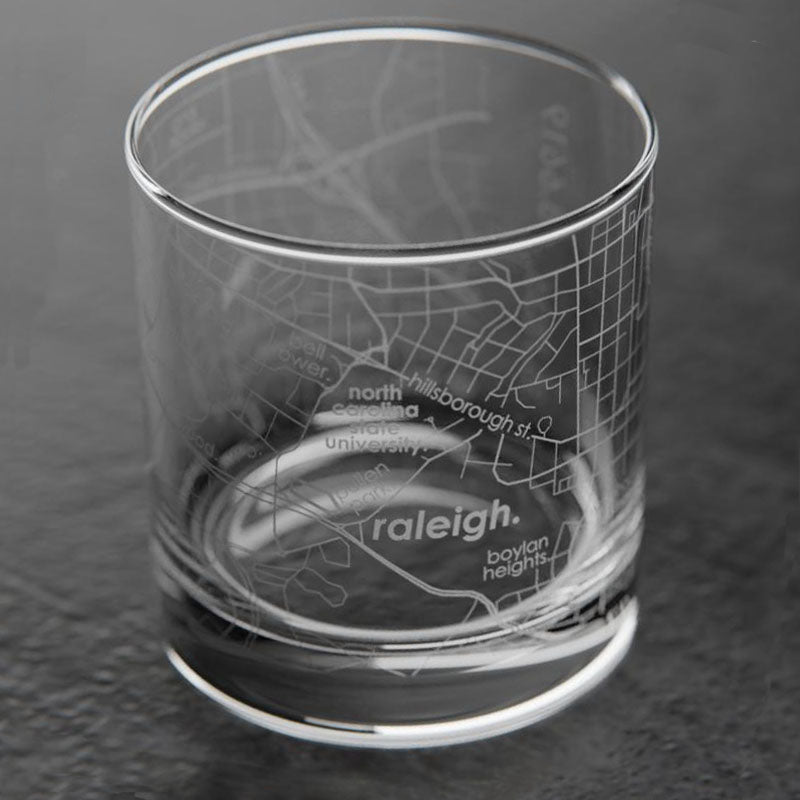NC State University College Town Map Rocks Glass