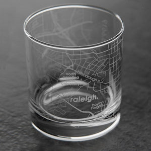 NC State University College Town Map Rocks Glass