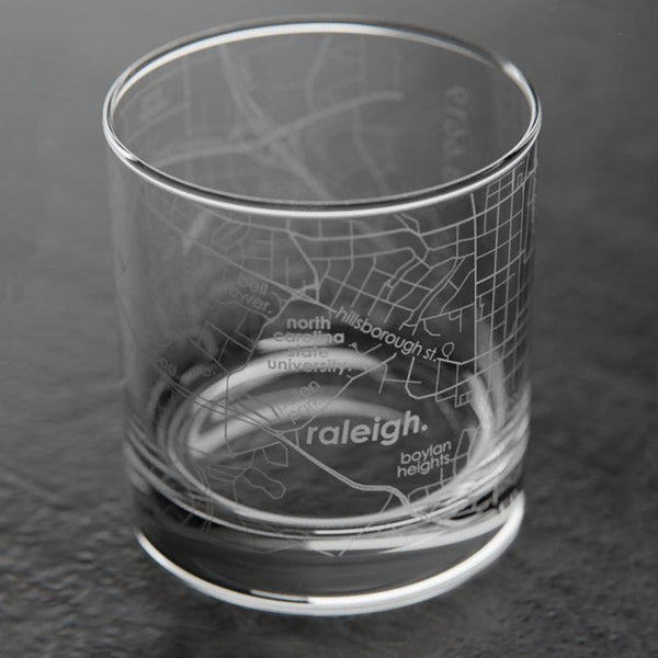 NC State University College Town Map Rocks Glass